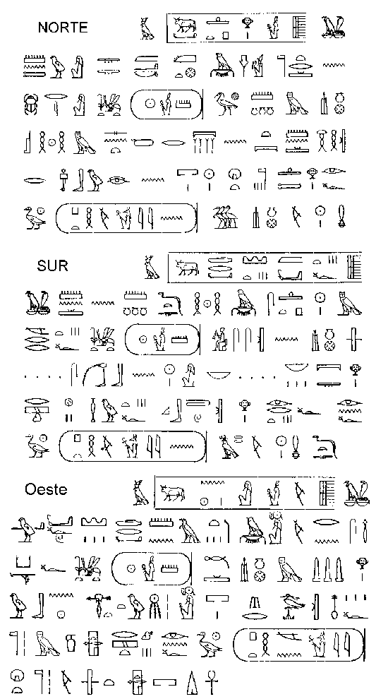 Textes hiroglyphiques de trois faces.