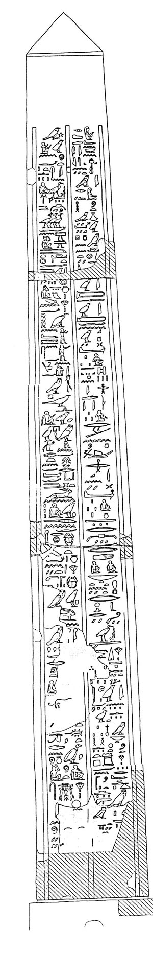 Hiroglyphes d'une face de l'oblisque