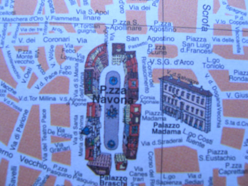 Plan de situation de la piazza Navona